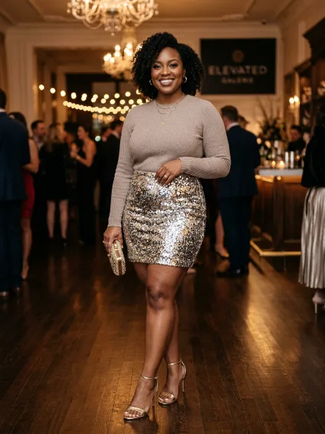 12. Sequin Mini Skirt With A Plain Sweater