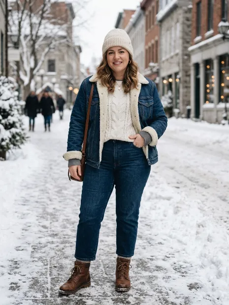 18. Sherpa Lined Denim Jacket for Cold Days