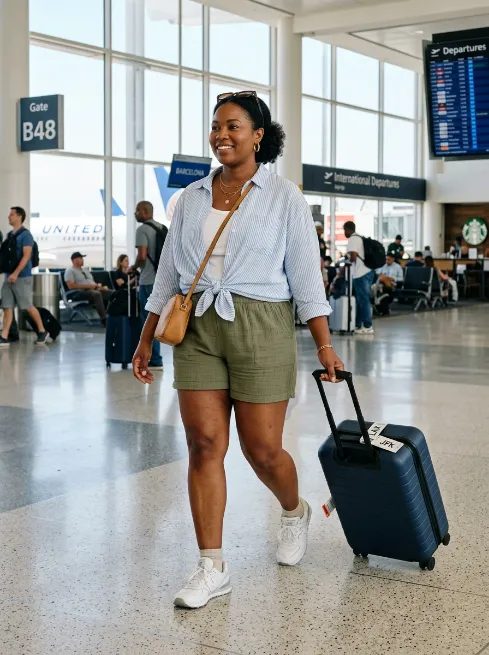 27. Shorts With an Oversized Button Up Shirt