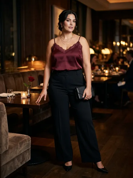 20. Silk Camisole With Wide Leg Trousers