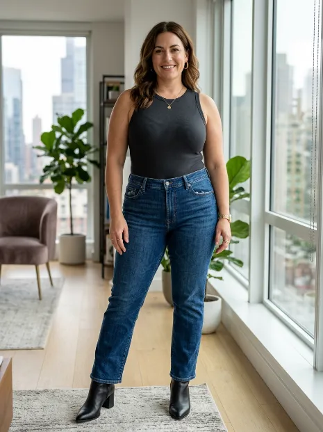 9. Straight Leg Jeans With A Bodysuit