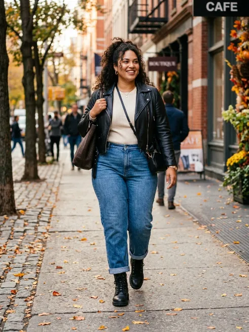 2. Straight Leg Jeans with Combat Boots