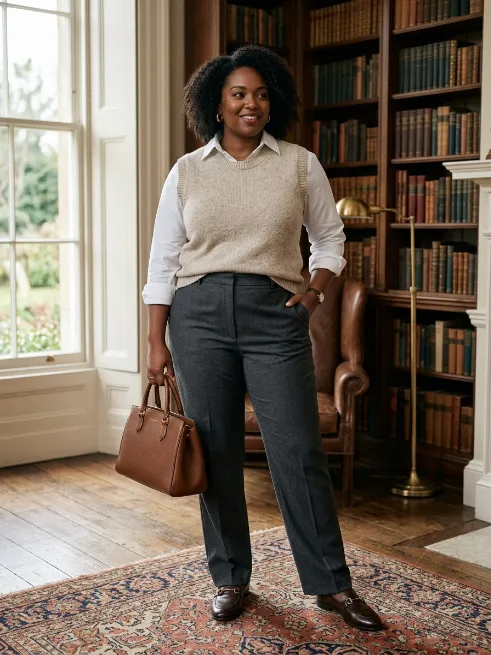 8. Sweater Vest Over A Collared Shirt