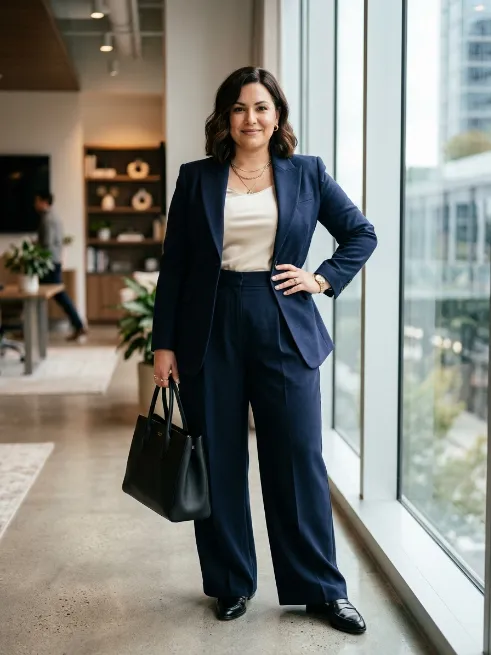 6. Tailored Blazer With Wide Leg Trousers