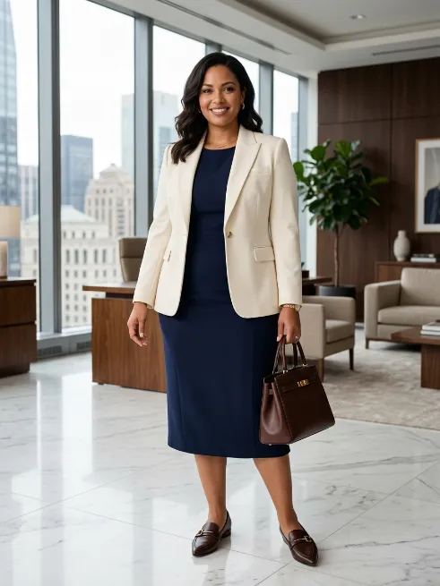 15. Tailored Sheath Dress With A Blazer