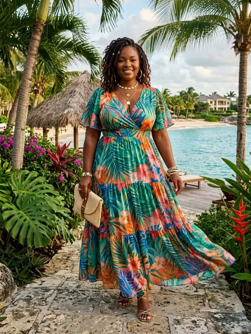 11. Tropical Print Maxi Dress
