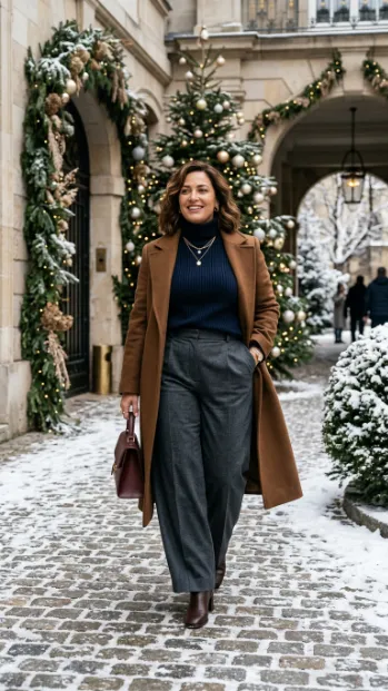 12. Turtleneck Sweater with Wide Leg Pants