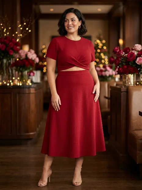 15. Two Piece Crop Top And Skirt Set
