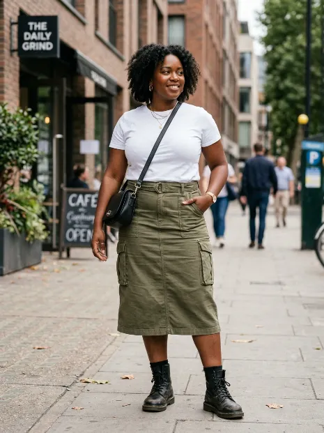 5. Utility Skirt With A Basic White Tee
