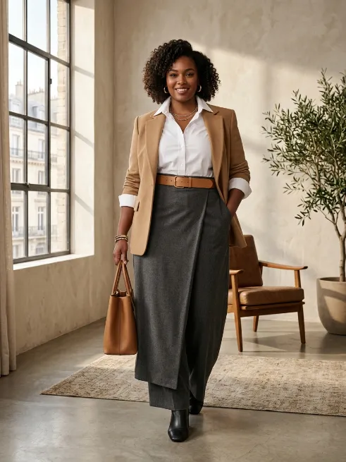 White Shirt Outfits For Curvy Body Shapes