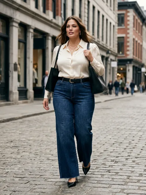 8. Wide Leg Jeans With Heels