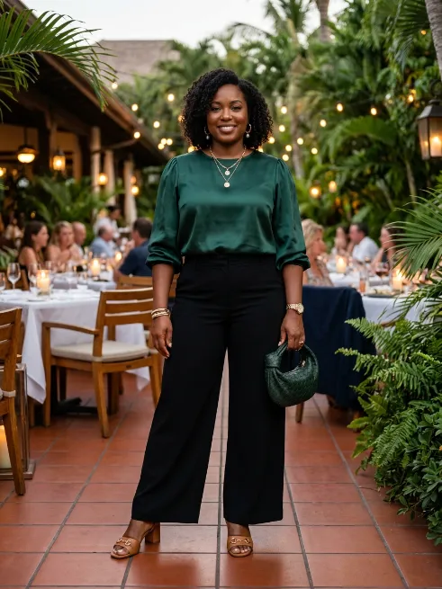 18. Wide Leg Trousers With a Silky Blouse