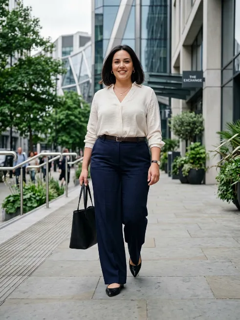 13. Wide Leg Trousers and Fitted Blouse