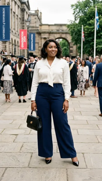 9. Wide Leg Trousers with a Tucked Blouse