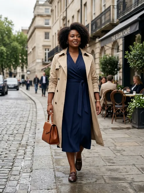 12. Wrap Dress With A Trench Coat