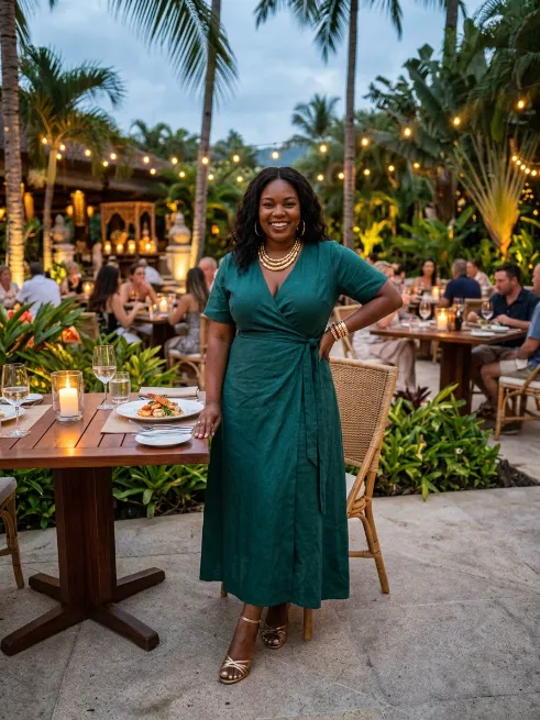 13. Wrap Dress With a Statement Necklace