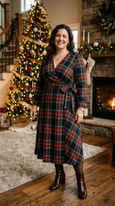 18. Wrap Dress in Plaid