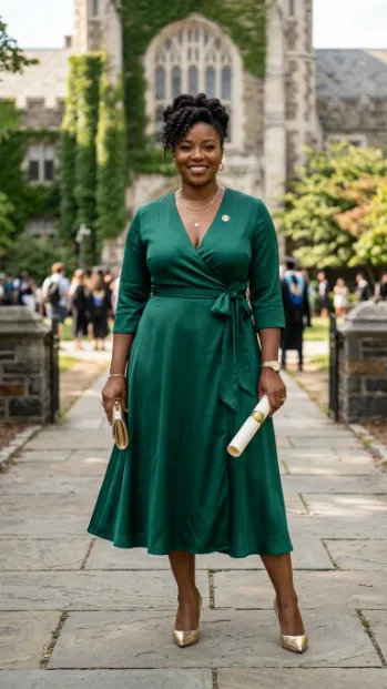 2. Wrap Dress in a Solid Color