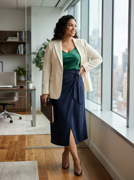 9. Wrap Skirt with a Silk Camisole