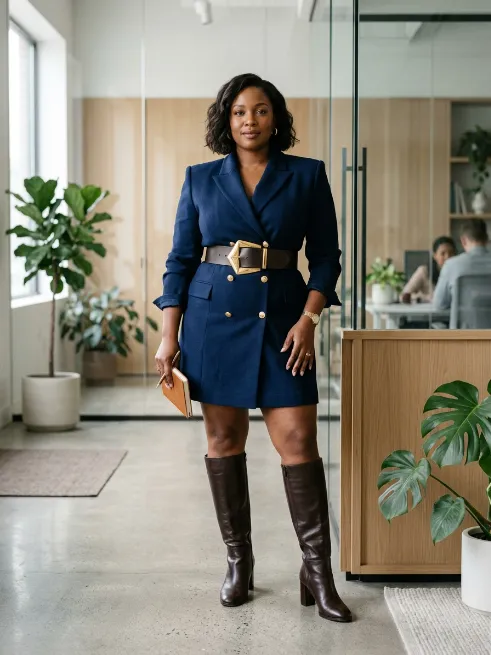 11. Blazer Dress With Statement Belt
