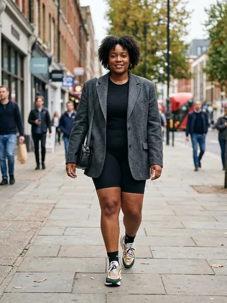 14. Blazer With Bike Shorts