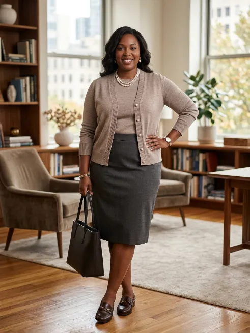 7. Cardigan Set With Pearl Accents