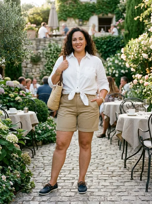 19. Chino Shorts With Button Down Shirt