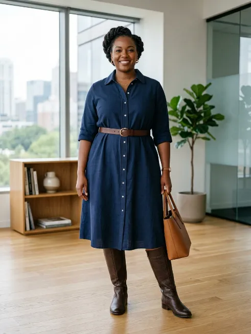 3. Collared Shirt Dress With Belt