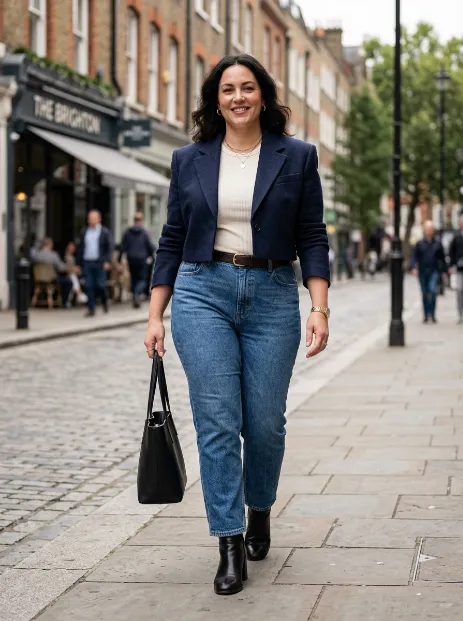 5. Cropped Blazer With High Waisted Jeans