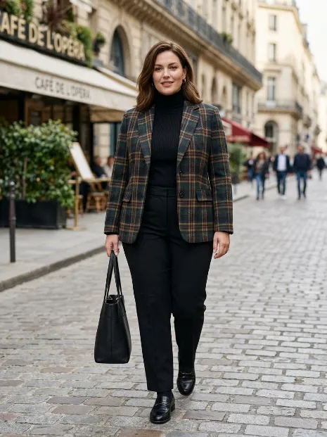 11. Plaid Blazer With Solid Basics