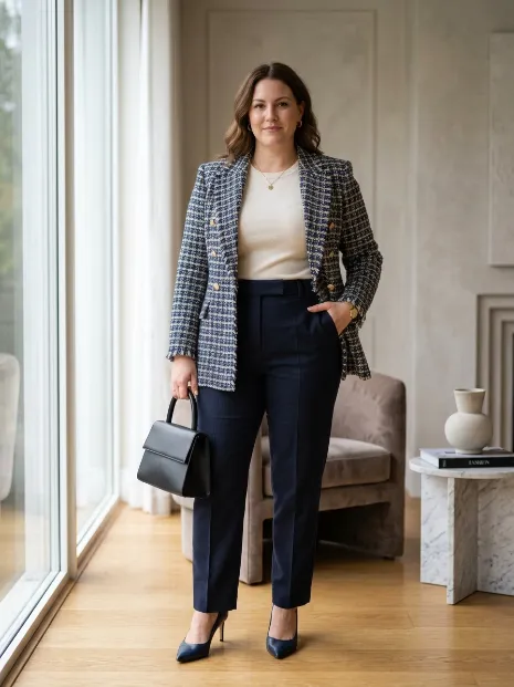 18. Textured Blazer With Simple Accessories