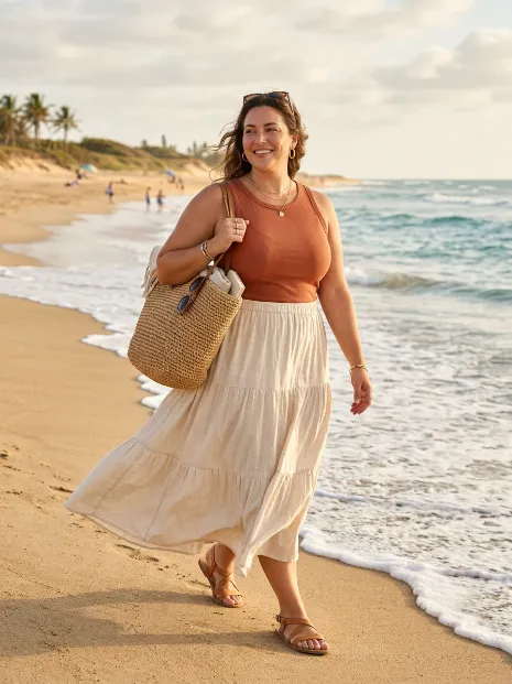 21. Tiered Maxi Skirt for a Beach Day