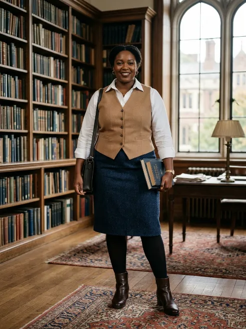 5. Vest and Pencil Skirt Combo