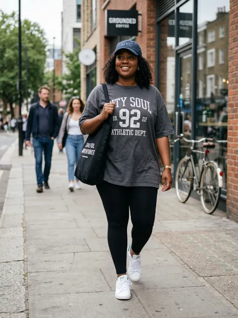 1. Oversized T Shirt with Slim Leggings