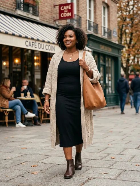 11. Cardigan Layered Over a Dress