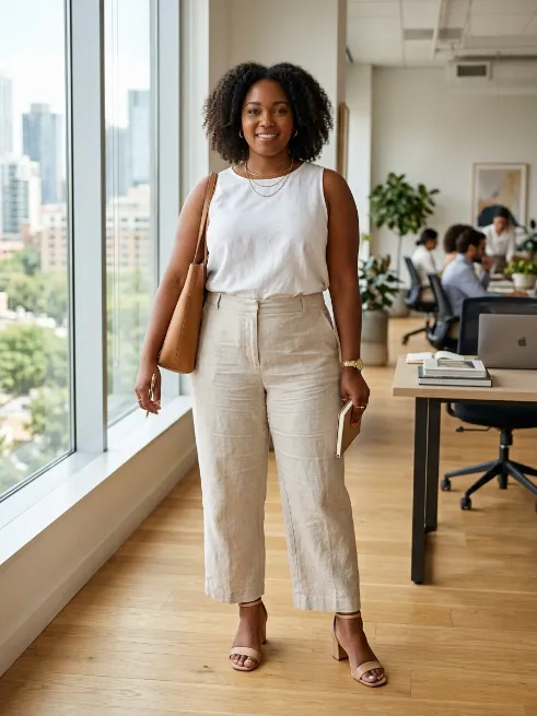12. Linen Blend Trousers with a Sleeveless Top