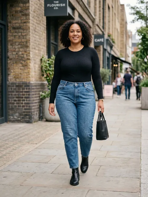15. Long Sleeve Bodysuit with Jeans
