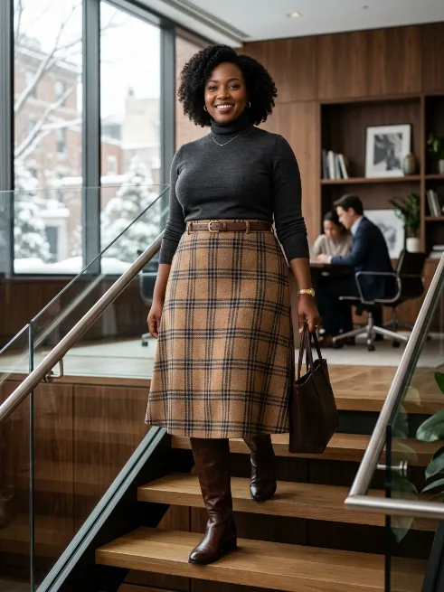 17. Turtleneck with a Midi Skirt
