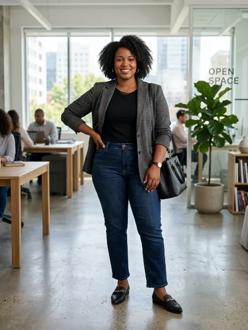 22. Dark Denim with a Blazer
