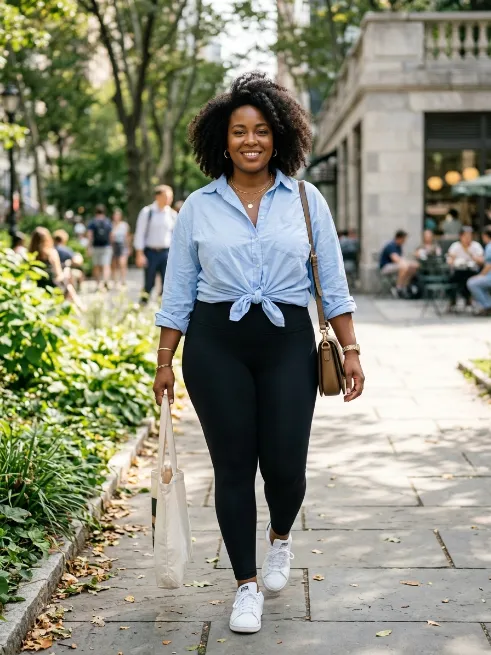 6. Button Down Shirt Knotted at the Waist