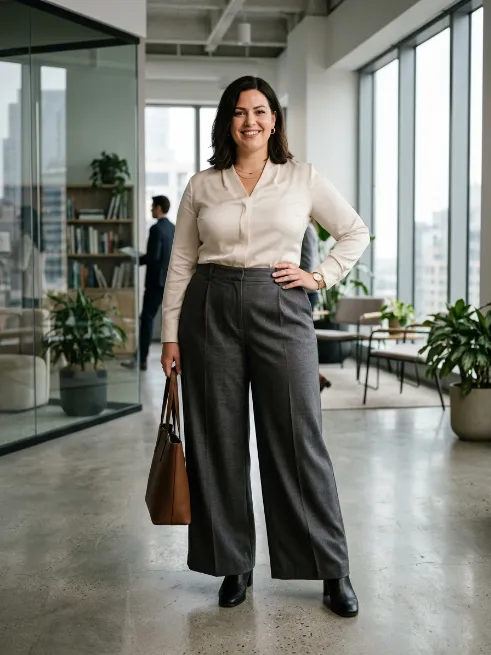7. Wide Leg Pants with a Fitted Top