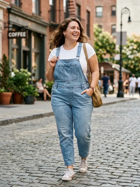 8. Overalls with a Fitted Tee