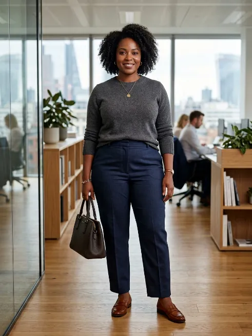 9. Soft Knit Sweater with Tailored Trousers