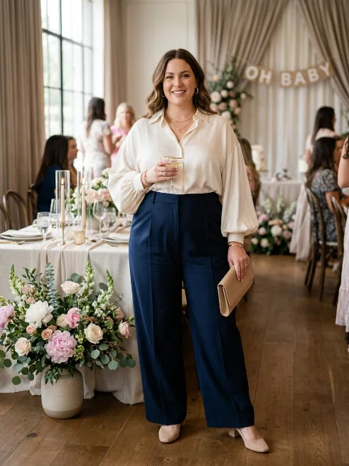 8. Blouse with Wide Leg Trousers