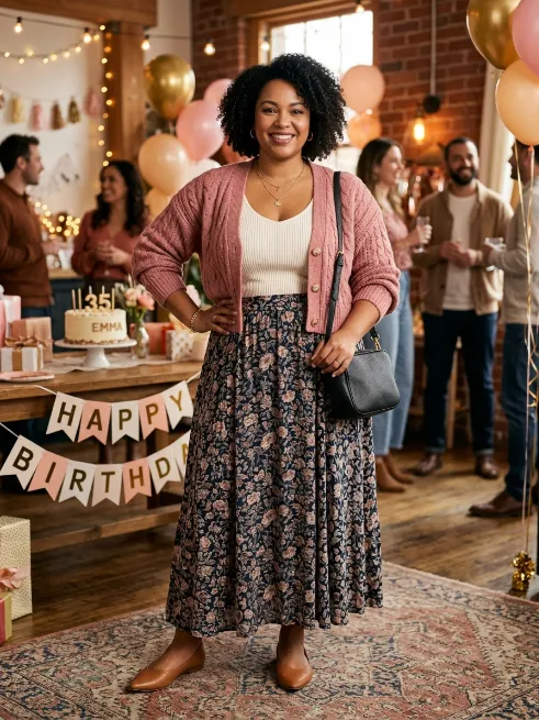 8. Cropped Cardigan With A Maxi Skirt