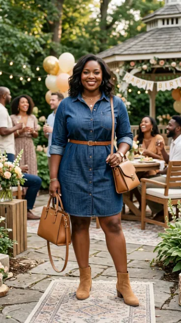 19. Denim Dress With A Waist Belt