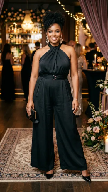 15. Halter Jumpsuit With Statement Earrings