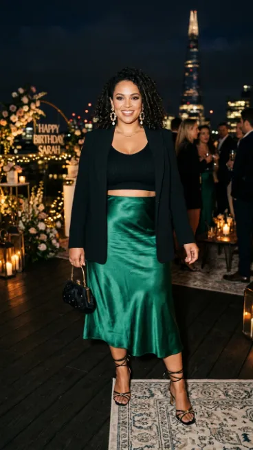 14. Satin Slip Skirt With A Crop Top