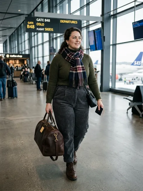 21. Turtleneck With Corduroy Pants and a Scarf