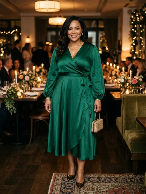 1. Wrap Dress In A Bold Color